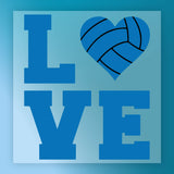 a blue heart shape with the word "LOVE" written in large blue letters below it.
