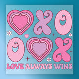 Love Always Wins XO Hearts DTF Transfer - InkMerge Heat Press Design