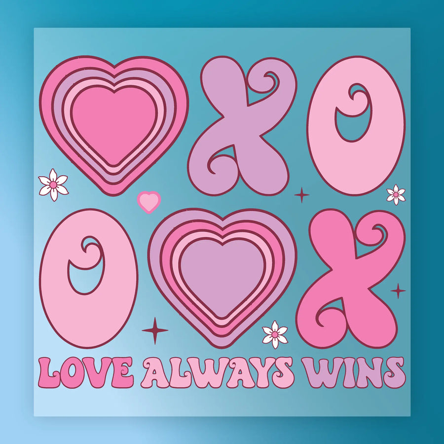 Love Always Wins XO Hearts DTF Transfer - InkMerge Heat Press Design