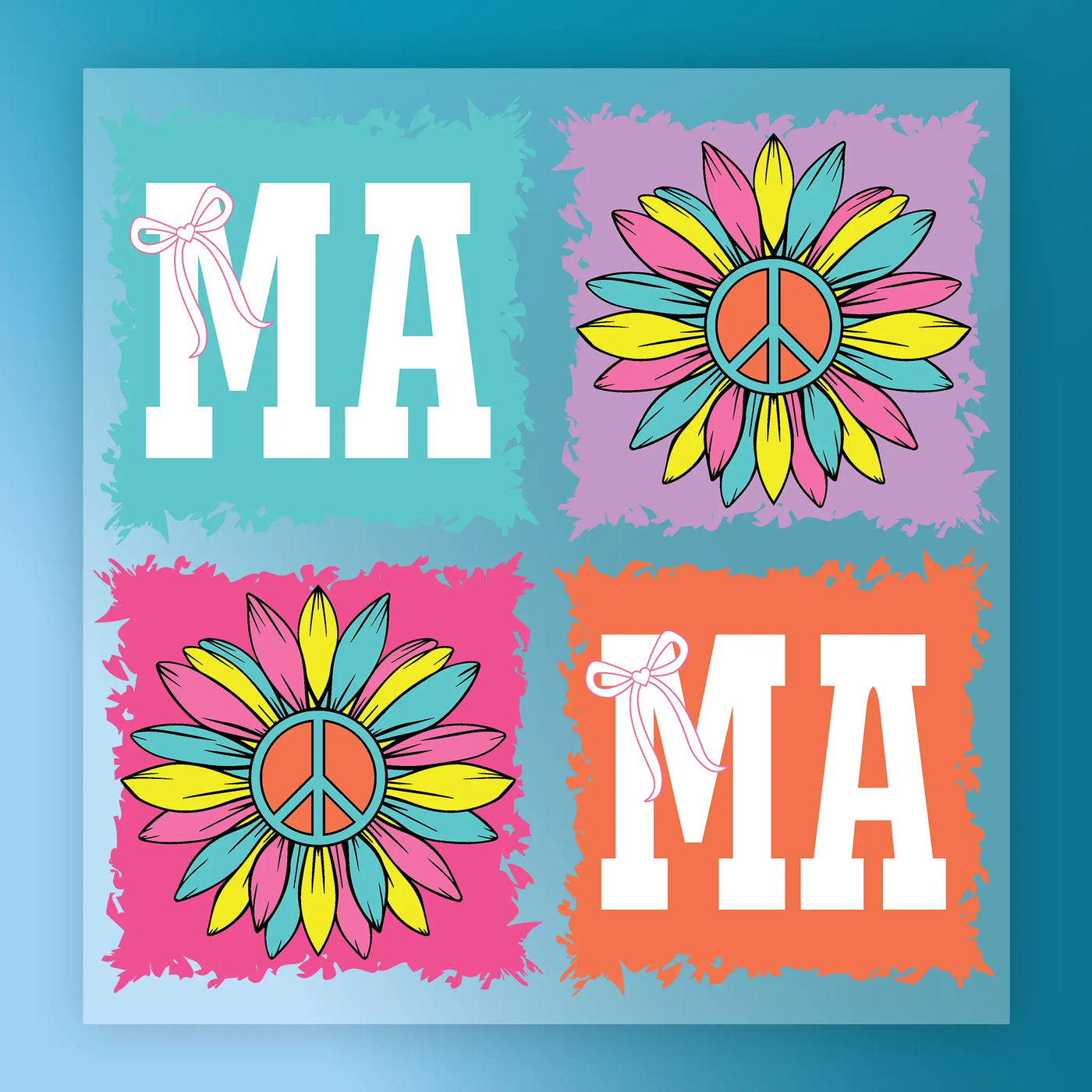 Colorful MA Peace Flower Design DTF Transfer - InkMerge Heat Press Design