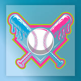 Colorful Crossed Bats Baseball Design DTF Transfer - InkMerge Heat Press Design