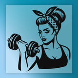Empowering Retro Pin-Up Fitness Design DTF Transfer - InkMerge Heat Press Design
