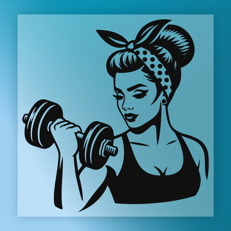 Empowering Retro Pin-Up Fitness Design - Ready to Press - InkMerge DTF Transfer
