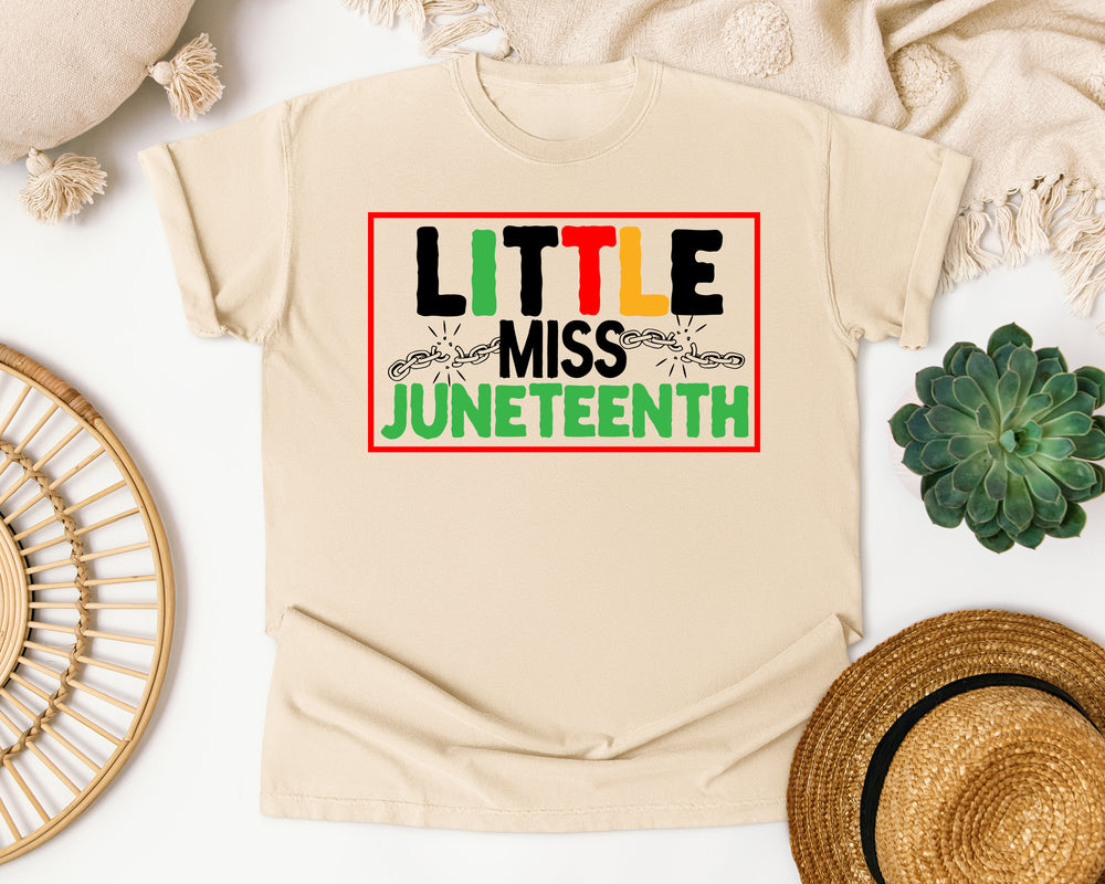 Little Miss Juneteenth graphic tee in Ivory Comfort Colors 1717