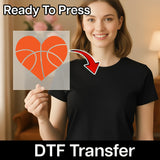 Basketball Heart Design - Ready to Press - InkMerge DTF Transfer for Sports Lovers DTF Transfer - InkMerge Heat Press Design