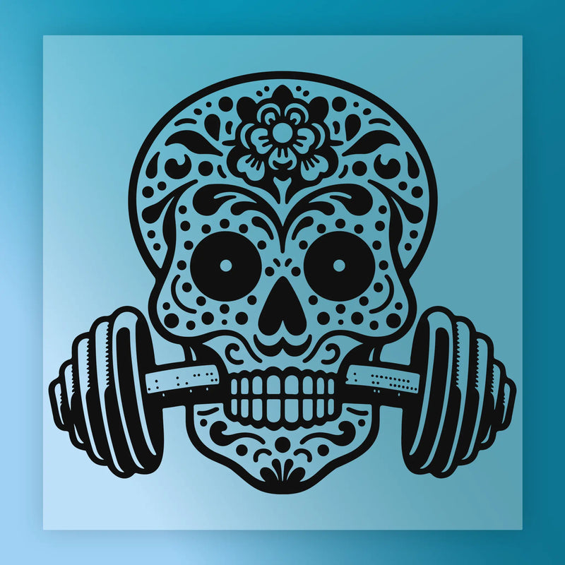 Sugar Skull Barbell Design - Ready to Press - InkMerge DTF Transfer