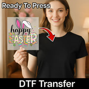 Happy Easter Bunny Ears & Eggs Design DTF Transfer - InkMerge Heat Press Design