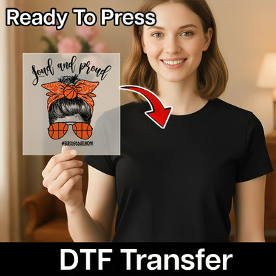Basketball Mom Hair Bun Bow - Ready to Press - InkMerge DTF Transfer