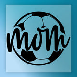 A stylized soccer ball with the word "mum" written on it in a cursive font.