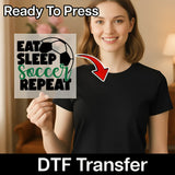 Eat Sleep Soccer Repeat DTF Transfer - InkMerge Heat Press Design
