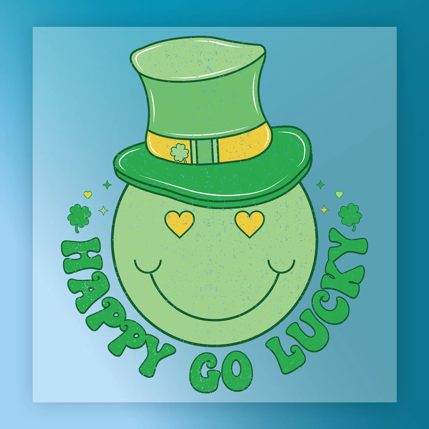 Happy Go Lucky Shamrock Design DTF Transfer - InkMerge Heat Press Design