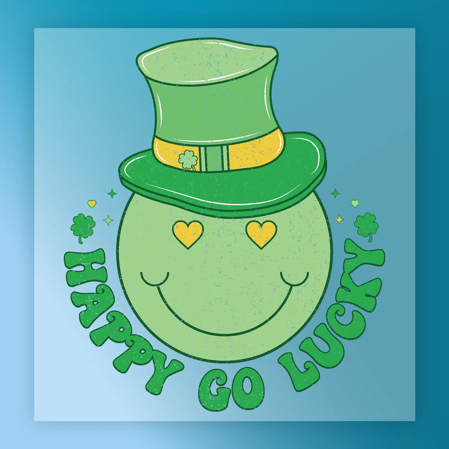 Happy Go Lucky Shamrock Design DTF Transfer - InkMerge Heat Press Design