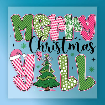 Merry Christmas Y'all Festive Design - Ready to Press - InkMerge DTF Transfer
