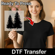 Evergreen Tree Silhouettes Design DTF Transfer - InkMerge Heat Press Design