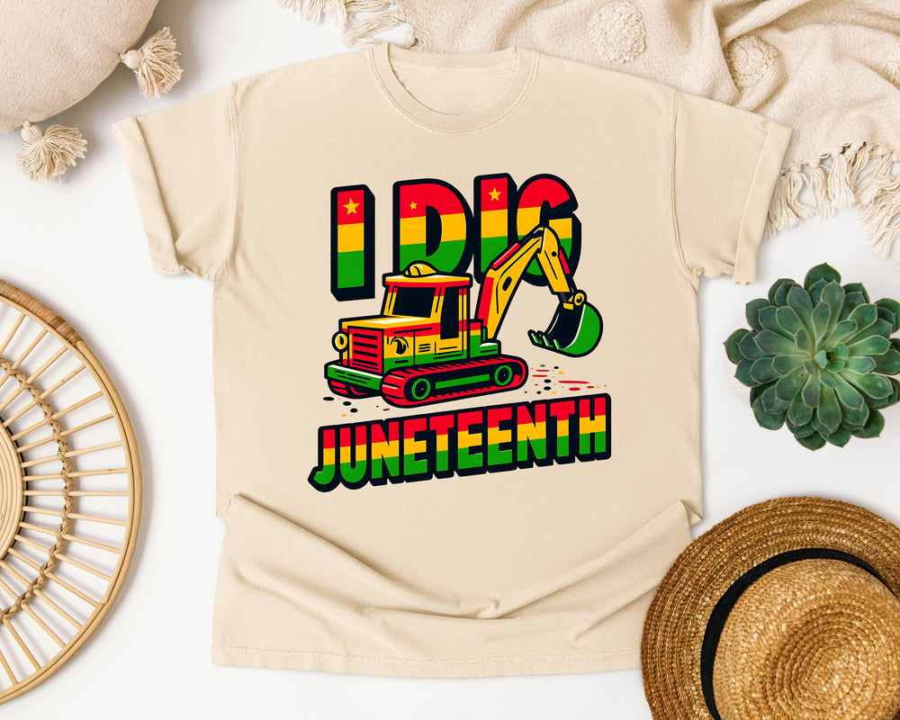 I Dig Juneteenth Excavator graphic tee in Ivory Comfort Colors 1717