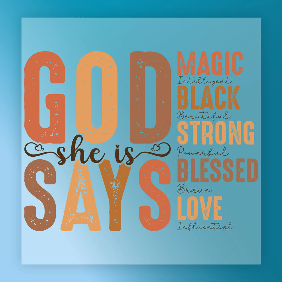 God Says She Is Empowered Design DTF Transfer - InkMerge Heat Press Design