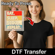 Eat Sleep Game Repeat Retro Design DTF Transfer - InkMerge Heat Press Design