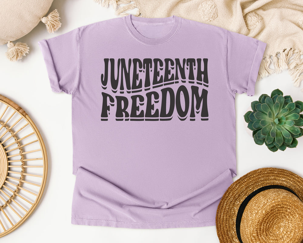 Juneteenth Freedom Retro graphic tee in Orchid Comfort Colors 1717