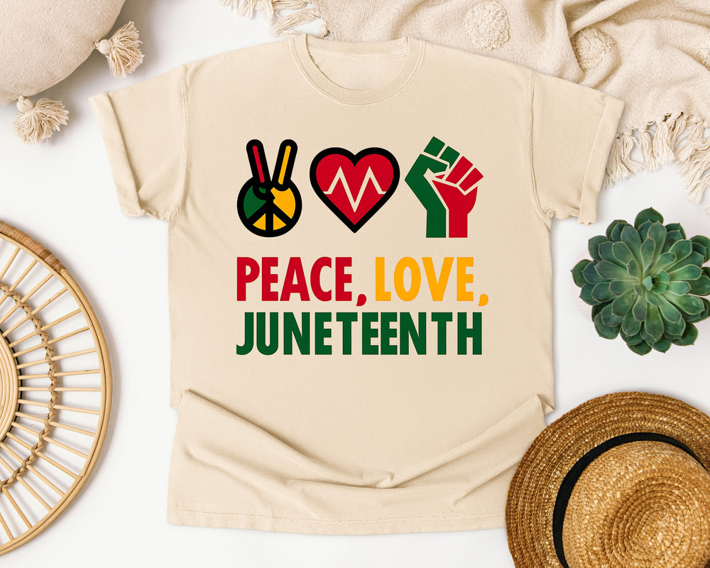 Peace Love Juneteenth graphic tee in Ivory Comfort Colors 1717