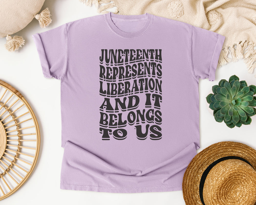 Juneteenth Represents Liberation Green graphic tee in Orchid Comfort Colors 1717