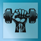 A hand gripping a dumbbell, symbolizing strength and fitness.