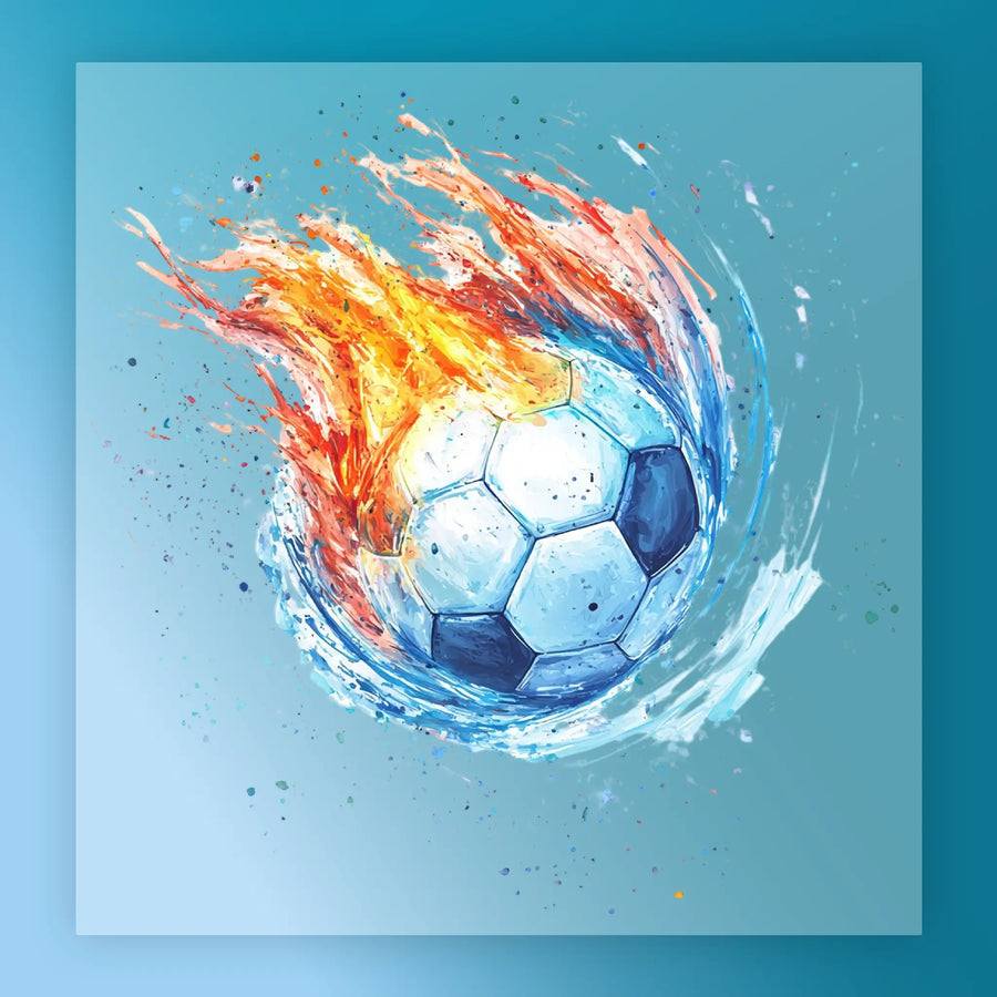 Fiery Soccer Ball Watercolor Design DTF Transfer - InkMerge Heat Press Design
