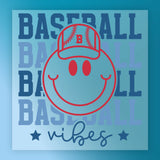 Baseball Vibes Smiley Face Design DTF Transfer - InkMerge Heat Press Design
