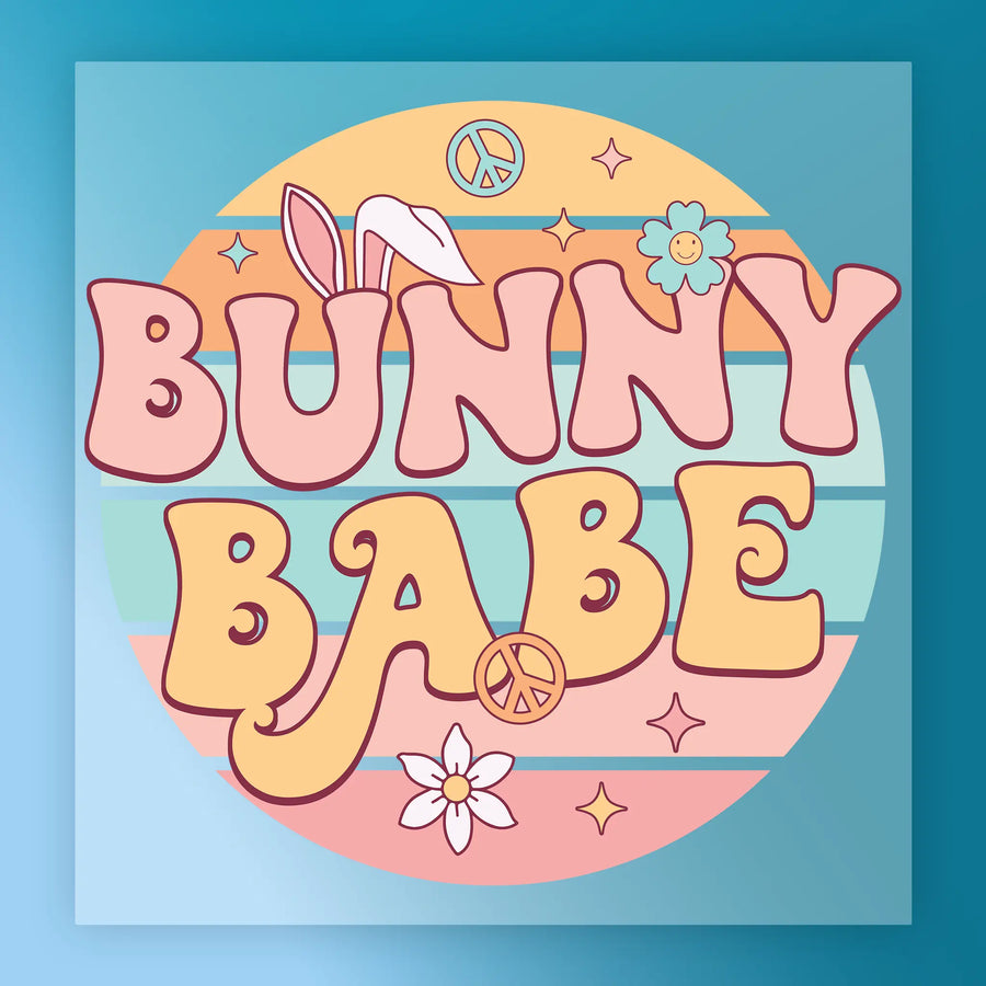 Bunny Babe Retro Design DTF Transfer - InkMerge Heat Press Design