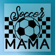 a soccer ball and the text "Soccer Mama" in a stylized design.