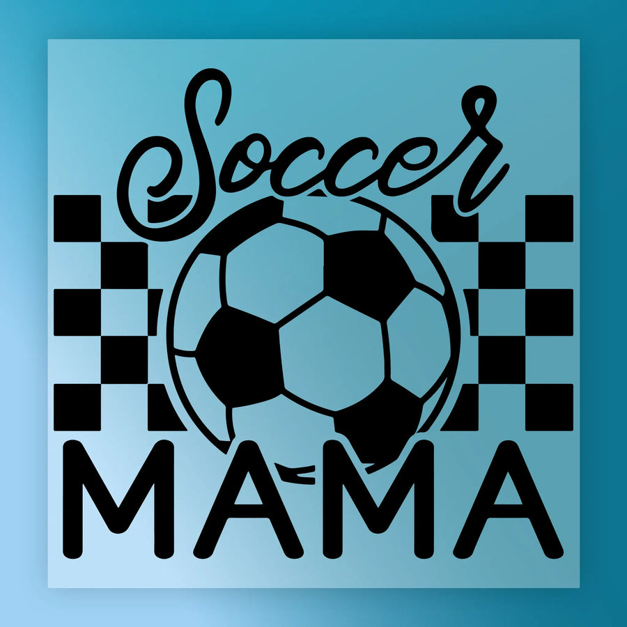 a soccer ball and the text "Soccer Mama" in a stylized design.