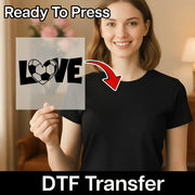 Love Soccer Heart Ball Design DTF Transfer - InkMerge Heat Press Design