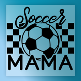 a soccer ball and the text "Soccer Mama" in a stylized design.