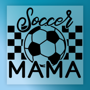 a soccer ball and the text "Soccer Mama" in a stylized design.