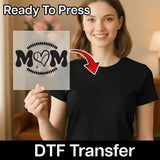 Baseball Heart MOM Design DTF Transfer - InkMerge Heat Press Design