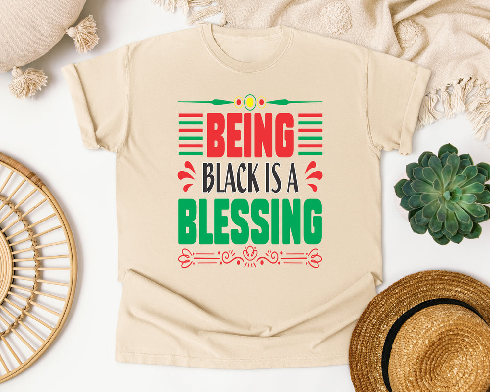 Being Black Is A Blessing Striped graphic tee in Ivory Comfort Colors 1717