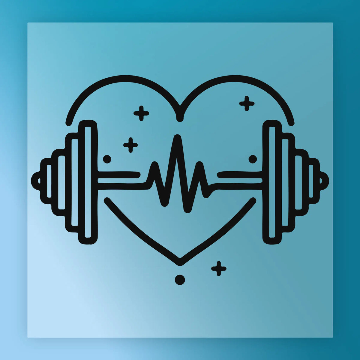 Fitness Heart Barbell EKG Design