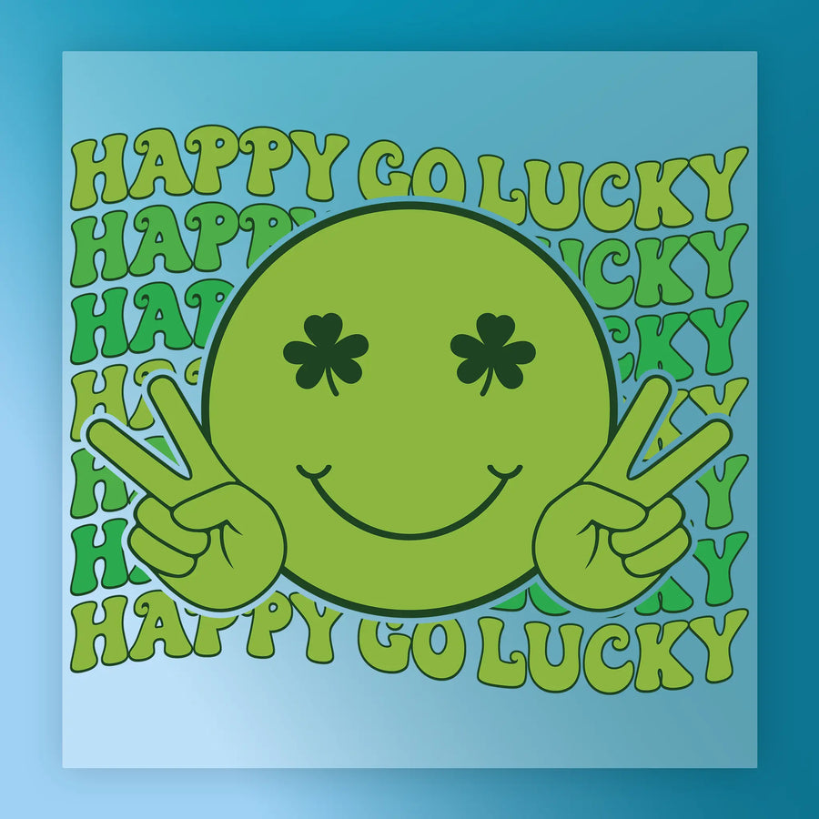 Happy Go Lucky Shamrock Smile DTF Transfer - InkMerge Heat Press Design