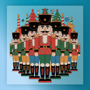 The Nutcracker Christmas Design by InkMerge features vibrant nutcracker soldiers in festive uniforms—ideal for your next holiday project using premium DTF film and a heat press.