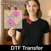 Cartoon Apple and Pencils Design DTF Transfer - InkMerge Heat Press Design