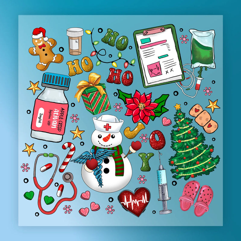 HO HO HO Apple Crisp Ativan Nurse Christmas Humor - Ready to Press - InkMerge DTF Transfer