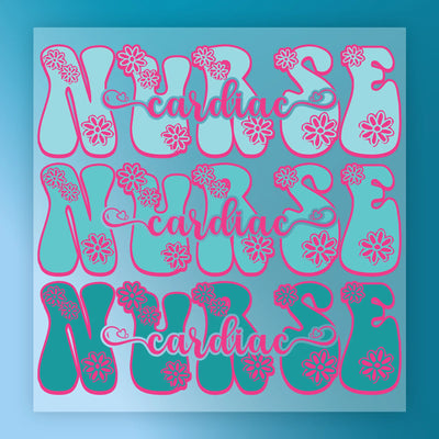 Cardiac Nurse Floral Design - Ready to Press - InkMerge DTF Transfer