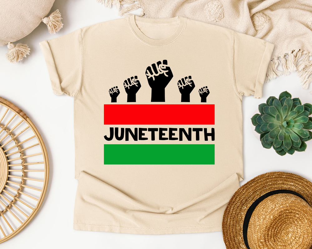 Juneteenth Five Fists graphic tee in Ivory Comfort Colors 1717
