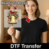 Golden Bell with Holly Design - Ready to Press - InkMerge DTF Transfer