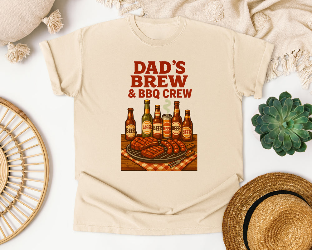 Dad's Brew and BBQ Crew graphic tee in Ivory Comfort Colors 1717