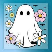 Cute Ghost Flowers and Bats Design DTF Transfer - InkMerge Heat Press Design