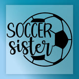 a soccer ball with the text "SOCCER sis" written on it.