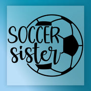 a soccer ball with the text "SOCCER sis" written on it.