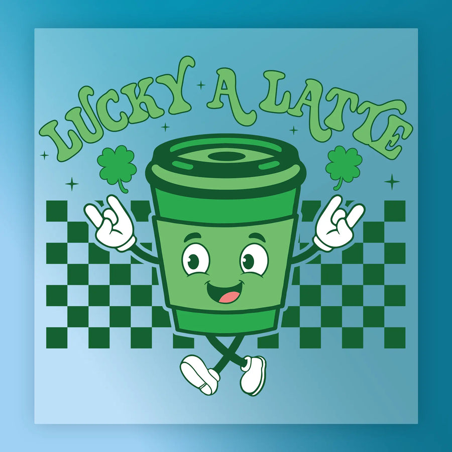 Lucky A Latte Shamrock Coffee DTF Transfer - InkMerge Heat Press Design