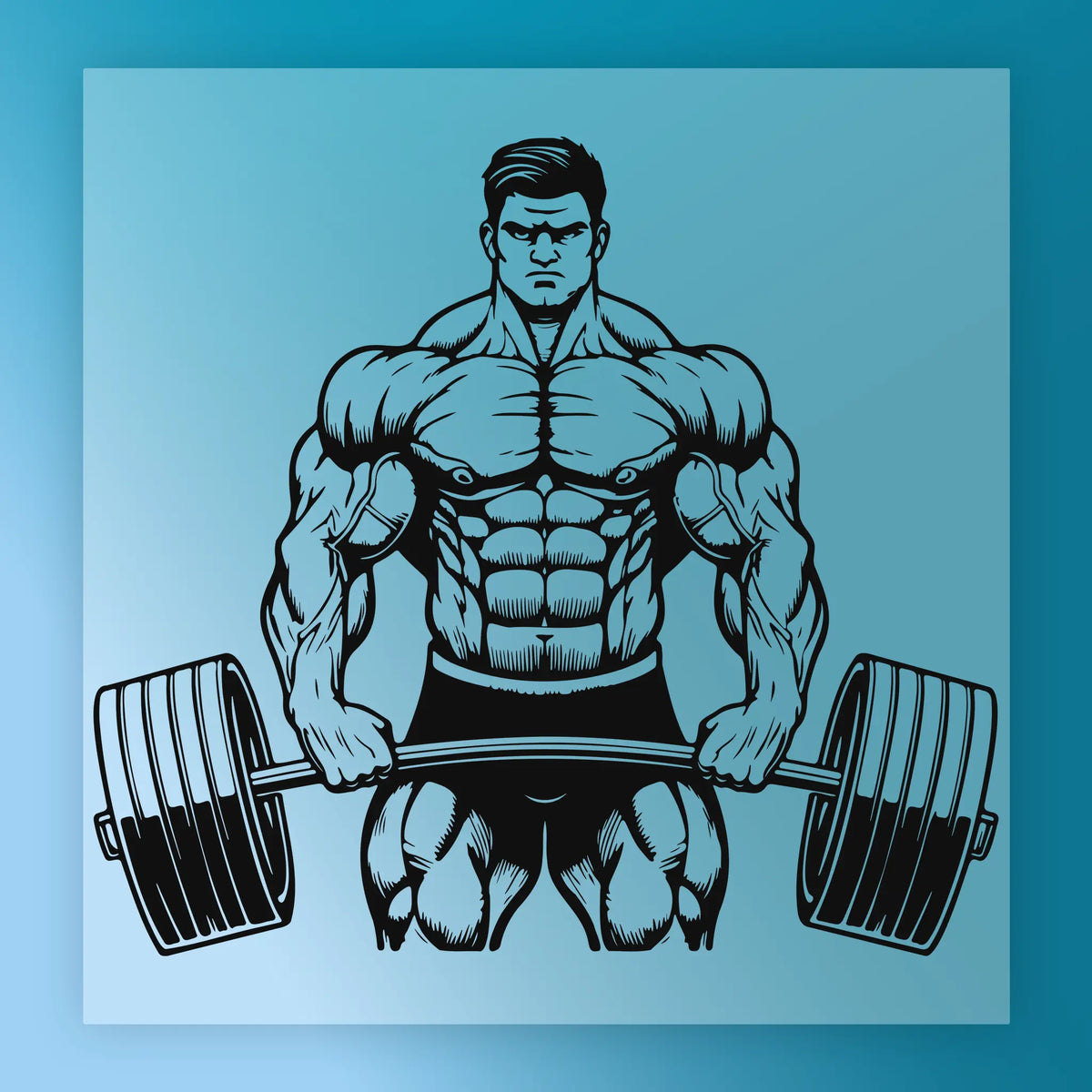 Muscle Man Lifting Barbell - Heat Press Ready