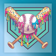 Colorful Baseball and Bats Design DTF Transfer - InkMerge Heat Press Design